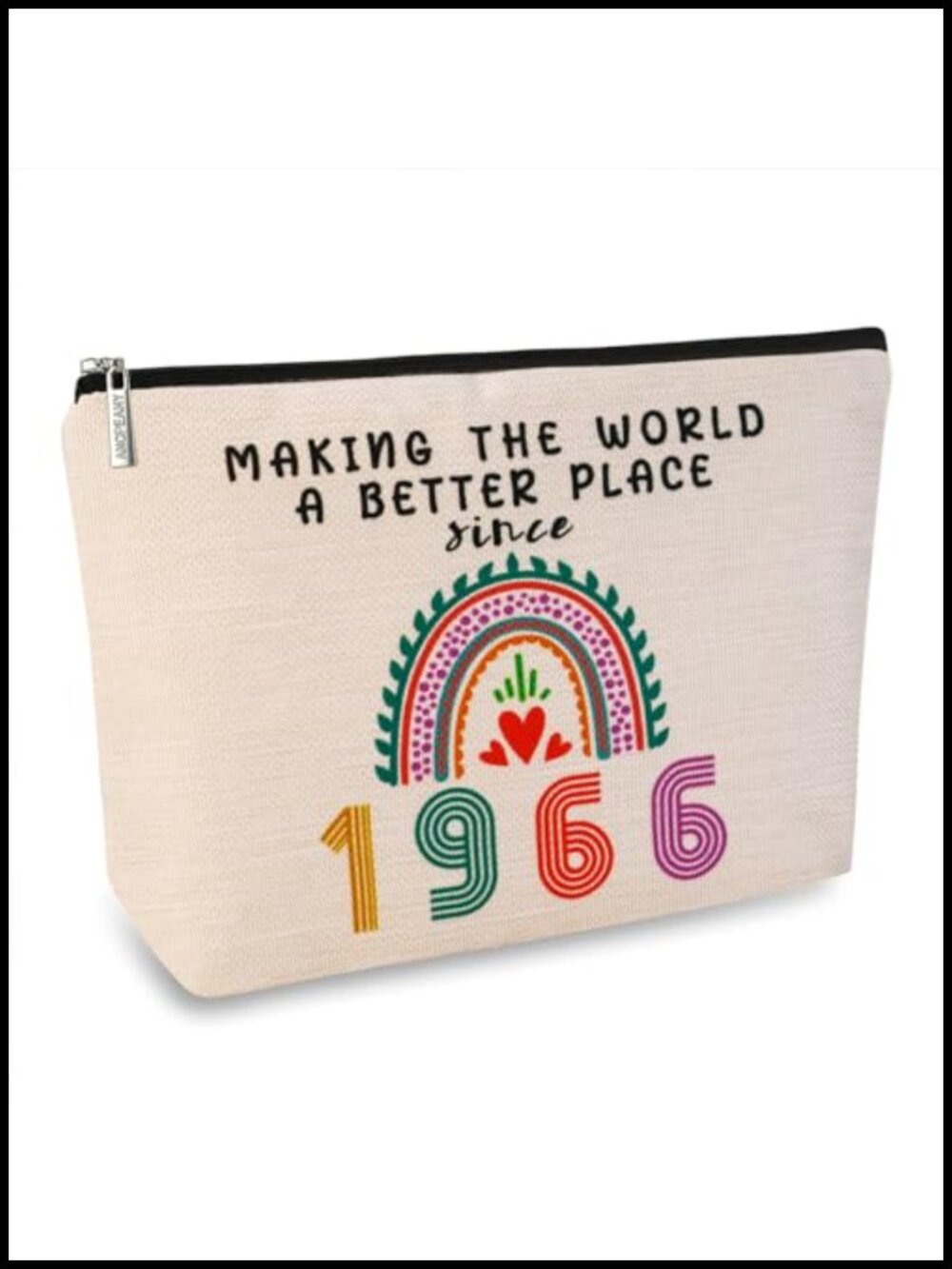 60th Birthday Gift Makeup Bag Linen Zipper Cosmetic Pouch Travel Toiletry